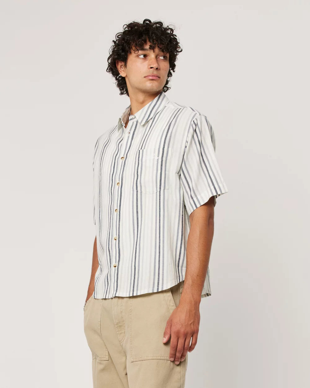 ROLLA'S - Tidal Waves Stripe Shirt - Titanium Stripe