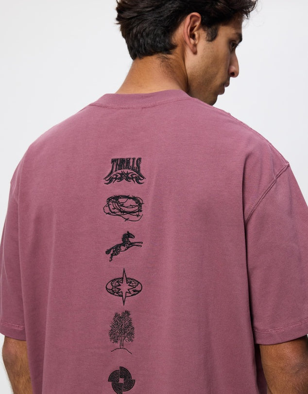 THRILLS - What We Believe Embro Oversize Box Crop Tee - ROSE TAUPE
