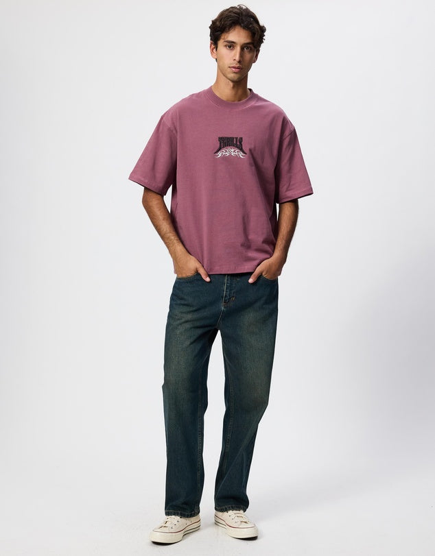 THRILLS - What We Believe Embro Oversize Box Crop Tee - ROSE TAUPE