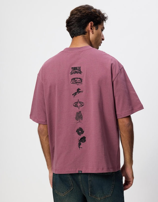 THRILLS - What We Believe Embro Oversize Box Crop Tee - ROSE TAUPE