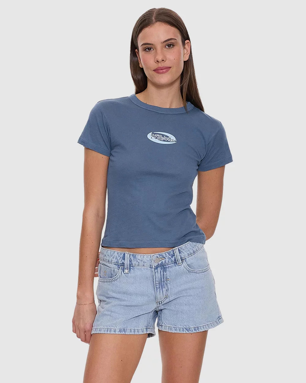 THRILLS - Track Record Baby Tee - Bluefin