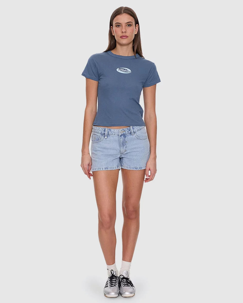 THRILLS - Track Record Baby Tee - Bluefin