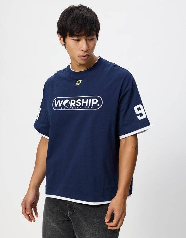 WORSHIP - Sideline Box Crop Layer Tee - BLACK IRIS