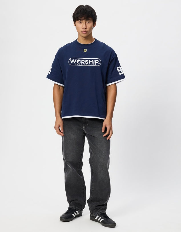 WORSHIP - Sideline Box Crop Layer Tee - BLACK IRIS