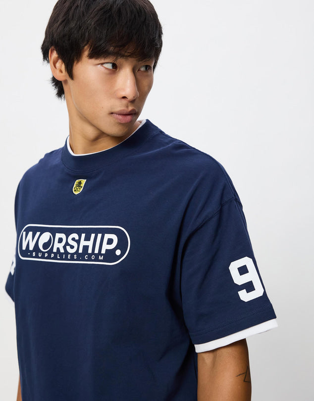 WORSHIP - Sideline Box Crop Layer Tee - BLACK IRIS