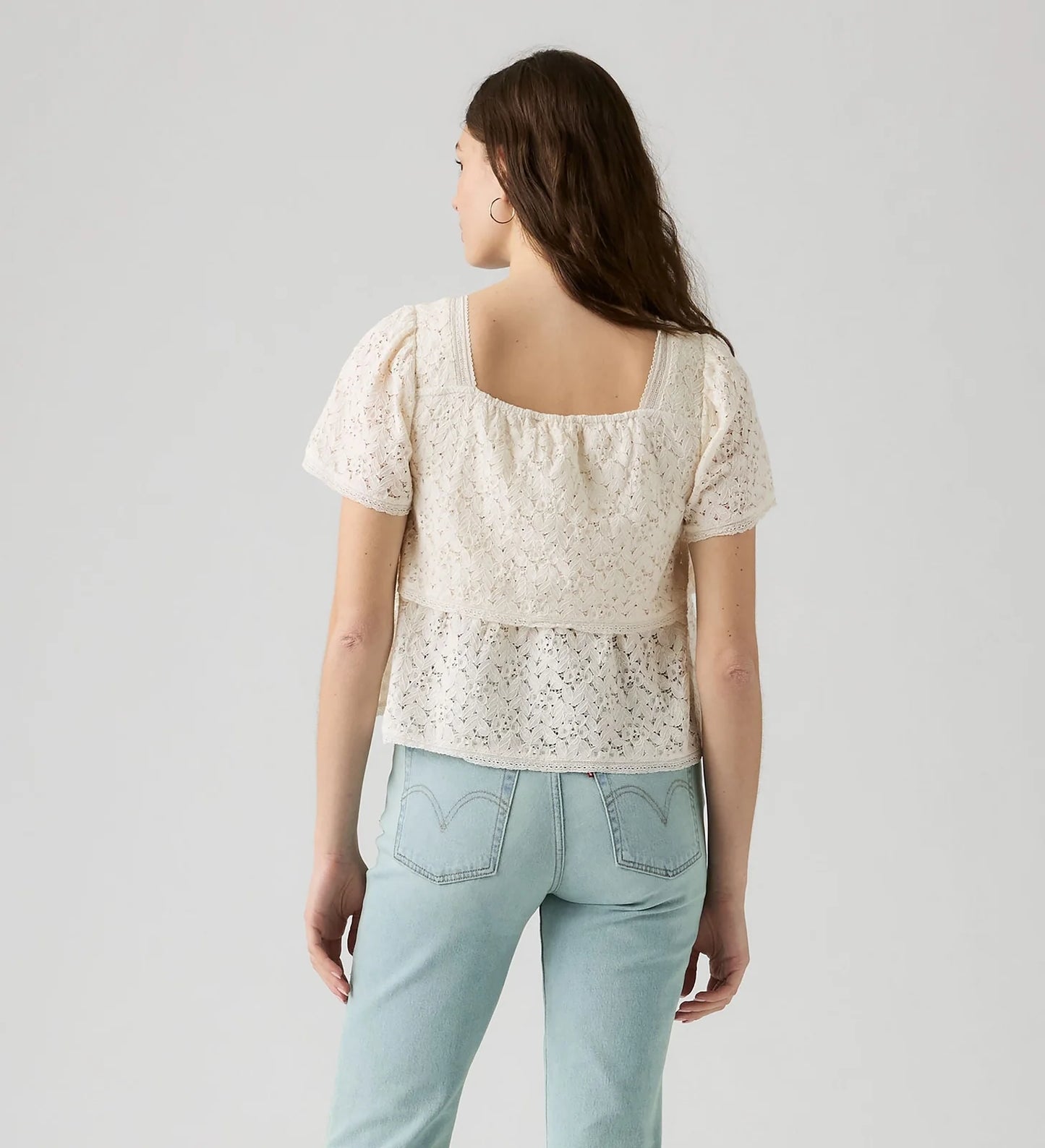 LEVI'S - Women's Dom Short Sleeve Lace Blouse - EGRET LACE