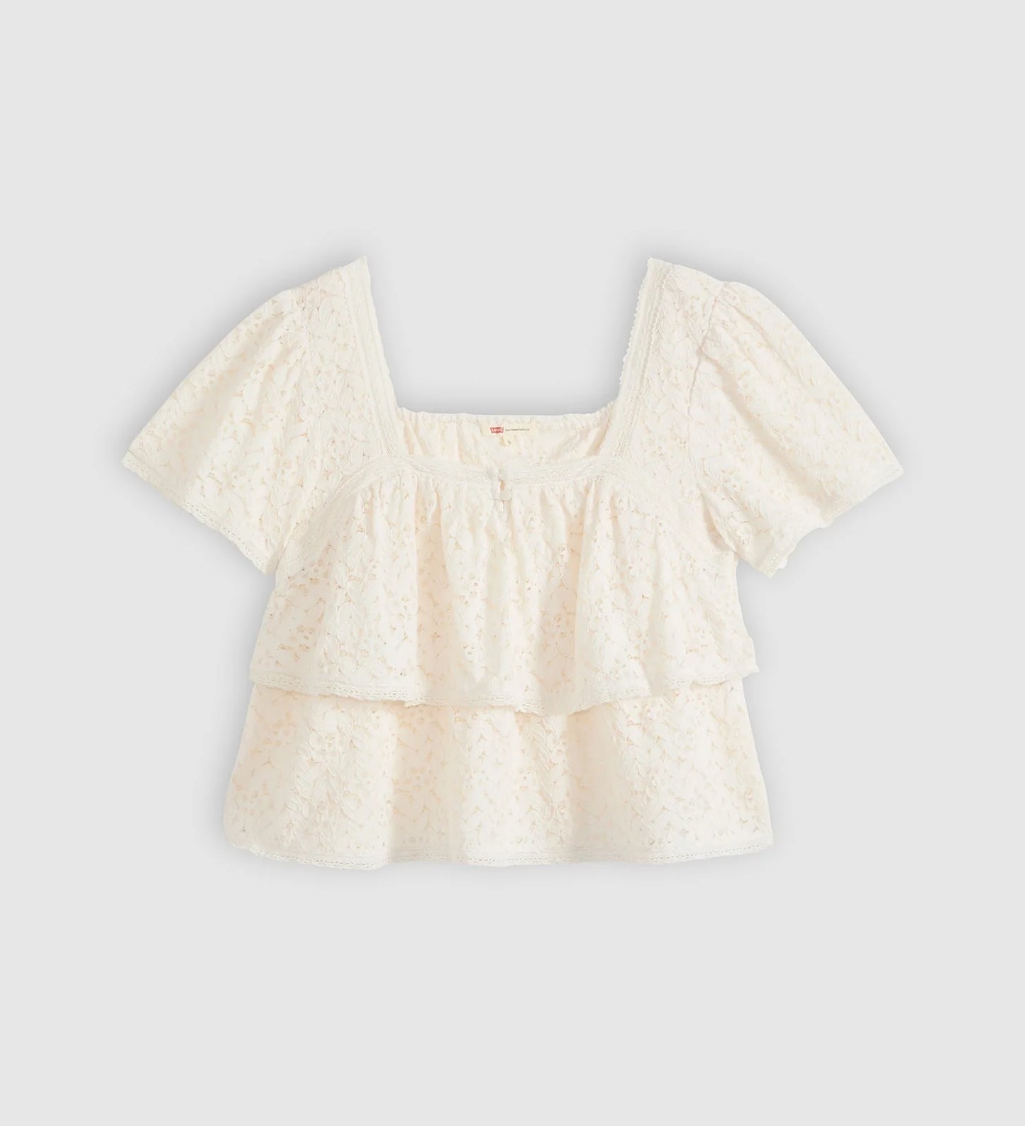 LEVI'S - Women's Dom Short Sleeve Lace Blouse - EGRET LACE