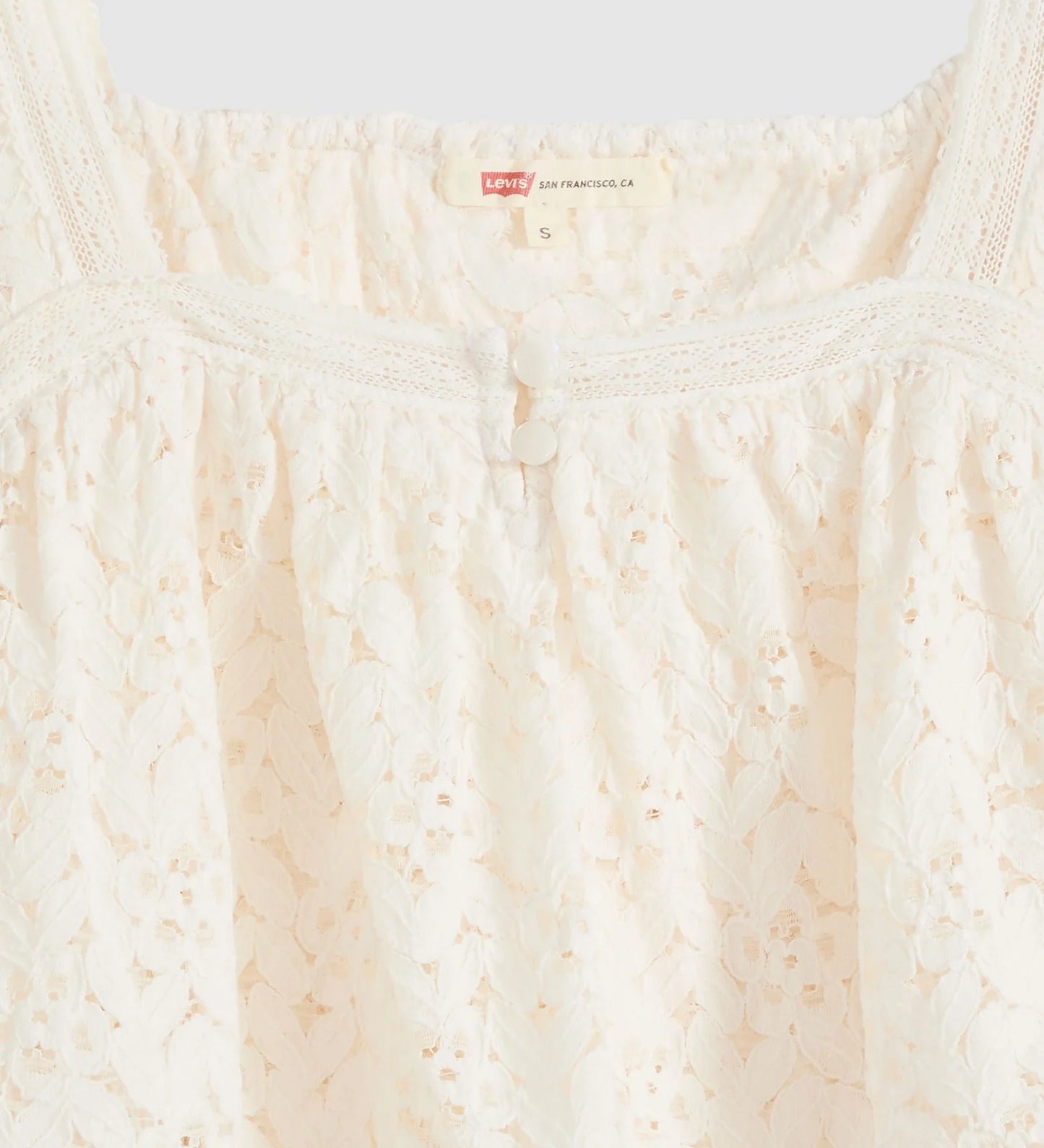 LEVI'S - Women's Dom Short Sleeve Lace Blouse - EGRET LACE