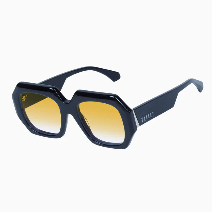 VALLEY EYEWEAR - MONOLITH - Gloss Black w. Silver Metal Trim / Orange Gradient Lens