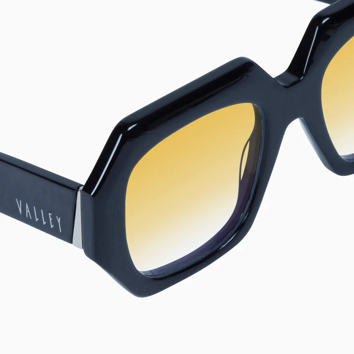 VALLEY EYEWEAR - MONOLITH - Gloss Black w. Silver Metal Trim / Orange Gradient Lens
