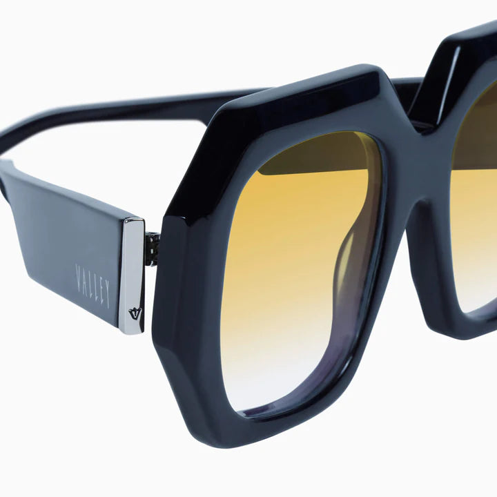 VALLEY EYEWEAR - MONOLITH - Gloss Black w. Silver Metal Trim / Orange Gradient Lens