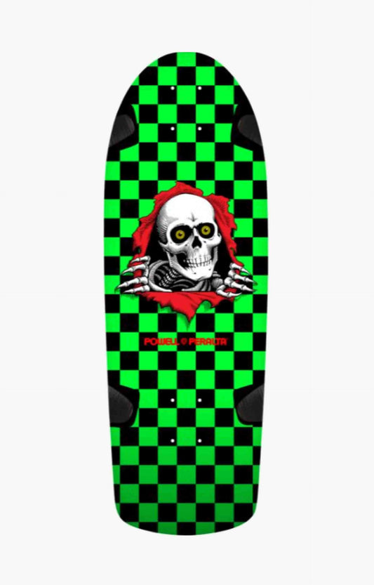 Powell Peralta OG Ripper Checker Green Skateboard Deck, 10"