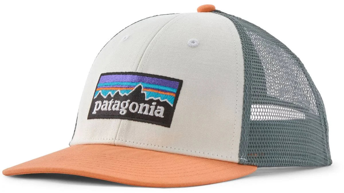 PATAGONIA - P-6 Logo LoPro Trucker Hat -  White W/Peach Sherbet
