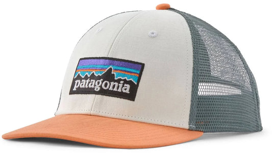 PATAGONIA - P-6 Logo LoPro Trucker Hat -  White W/Peach Sherbet