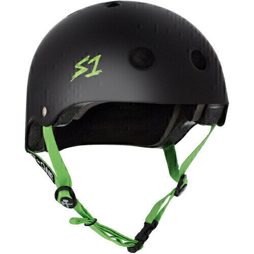 S-One Helmet Lifer (Medium) Black Matte/Green Straps