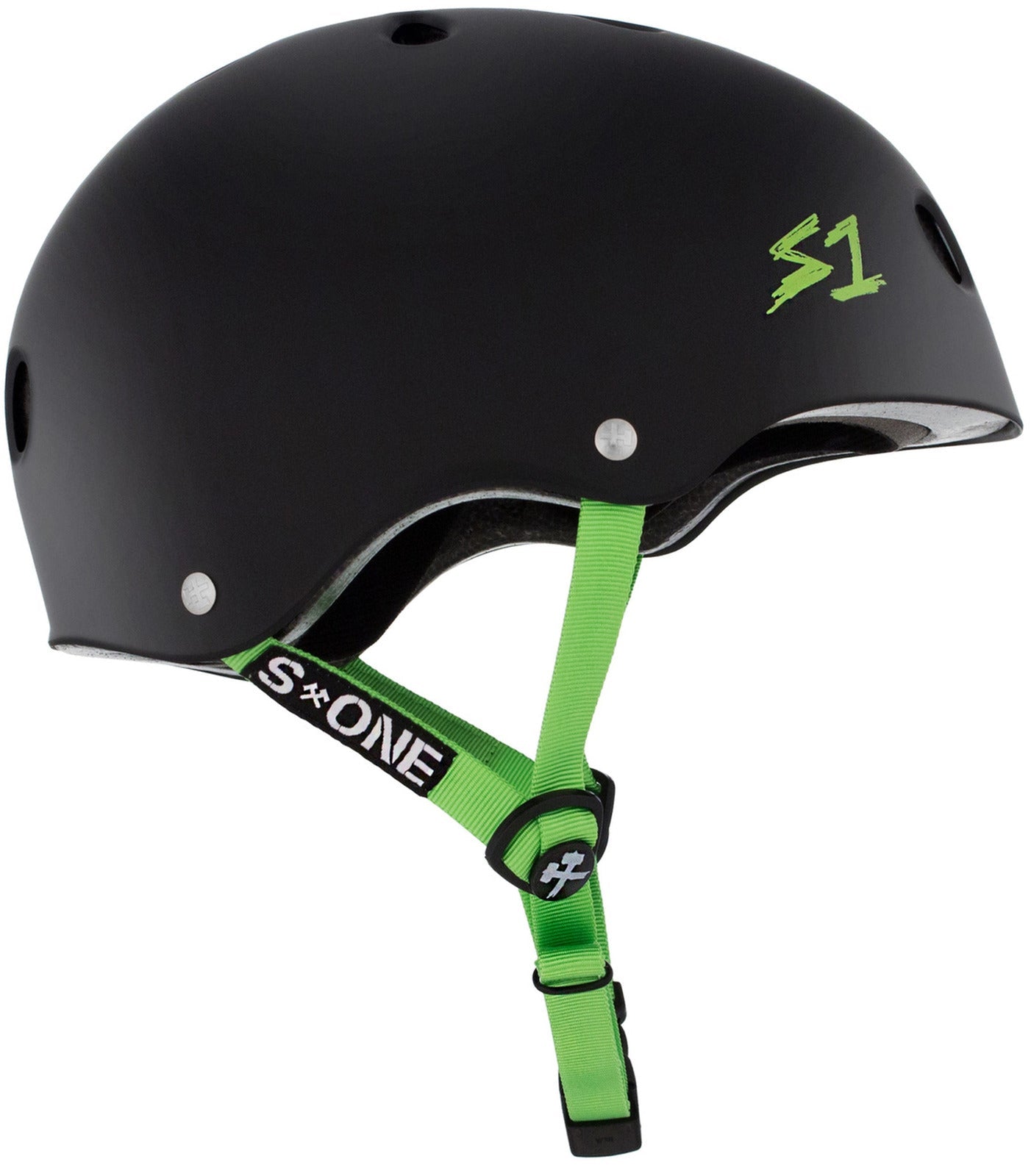 S-One Helmet Lifer (Medium) Black Matte/Green Straps
