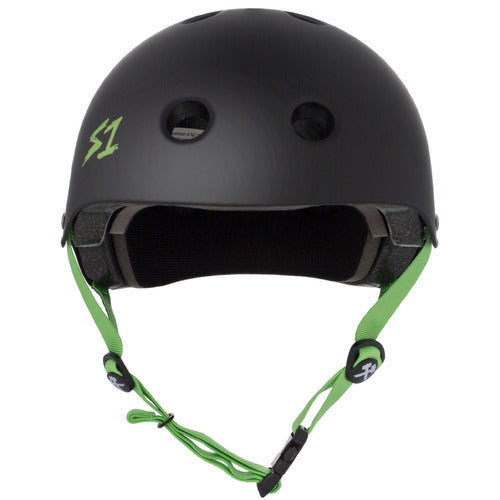 S-One Helmet Lifer (Medium) Black Matte/Green Straps
