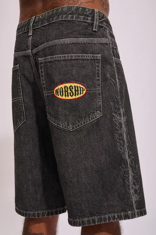 WORSHIP - Tropic Heat Big Dawg Jean Short - SPOOKY BLACK