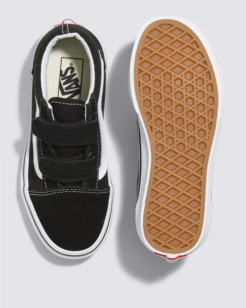 VANS TODDLER OLD SKOOL VELCRO- BLACK/TRUE WHITE