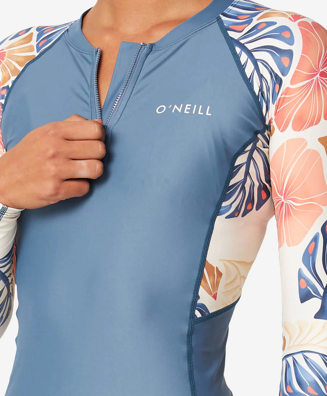 O'NEILL -Women's Bahia 1/4 Zip LS Rash Vest - Vintage Aloha White