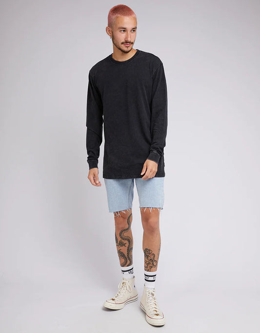 SILENT THEORY - STANDARD FIT L/S TEE WASHED BLACK