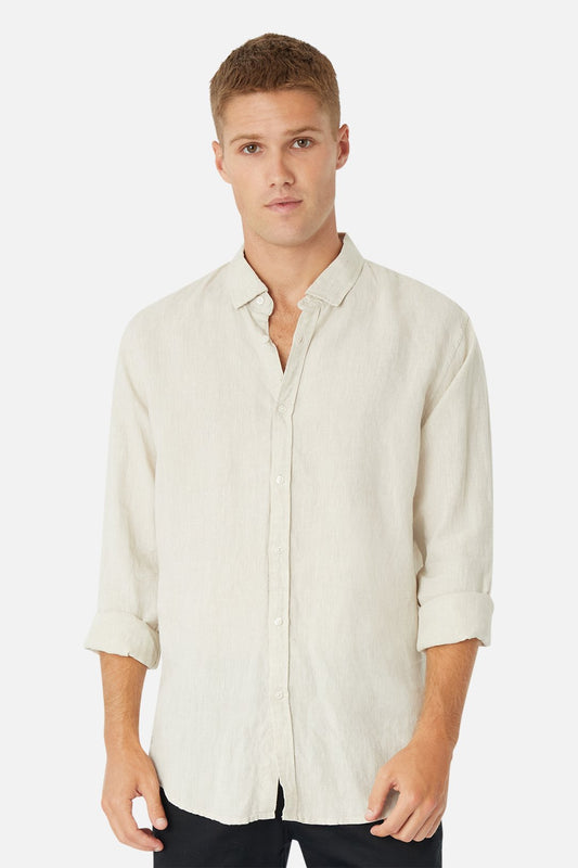 INDUSTRIE - The Tennyson Linen L/S Shirt - OATMEAL