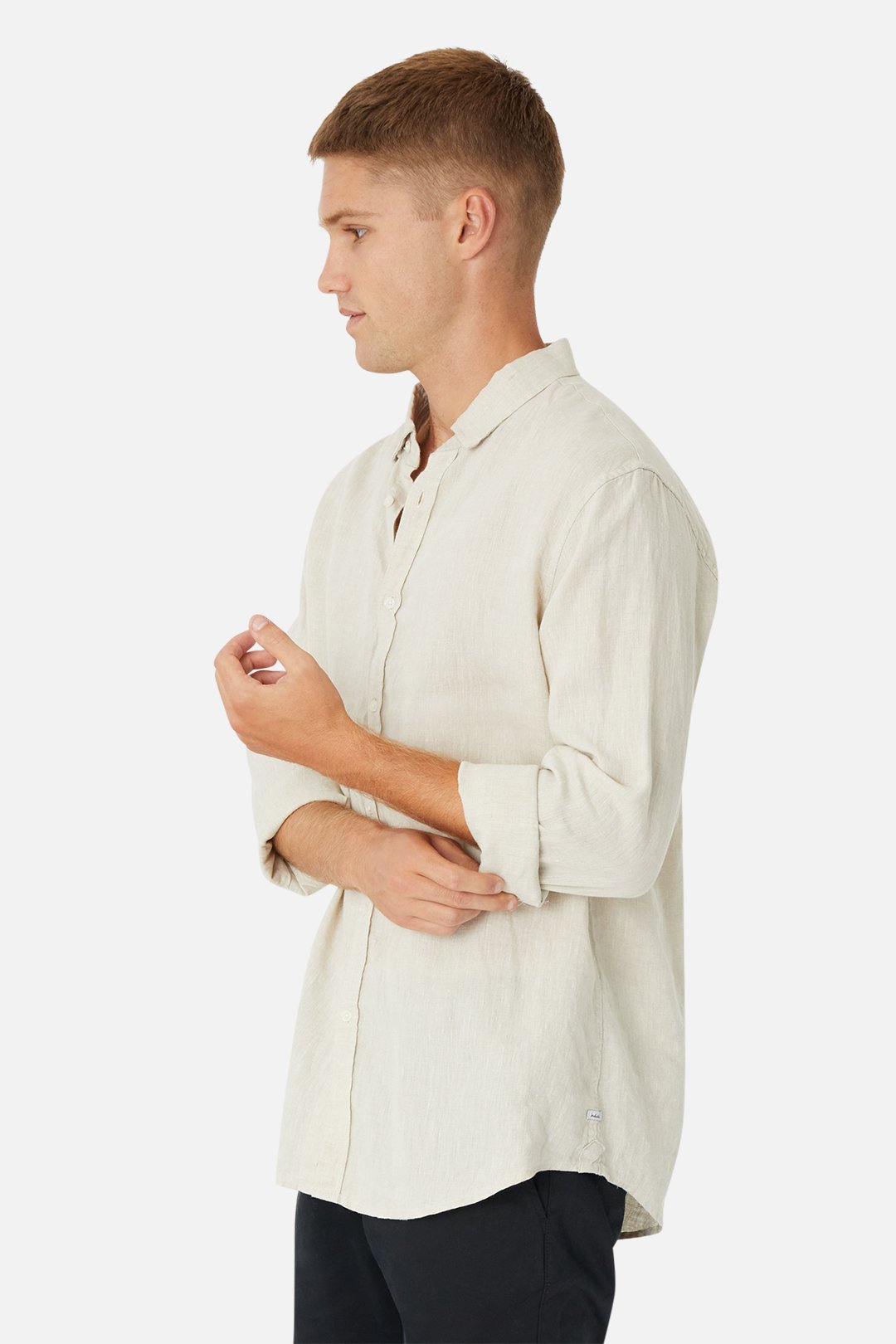 INDUSTRIE - The Tennyson Linen L/S Shirt - OATMEAL