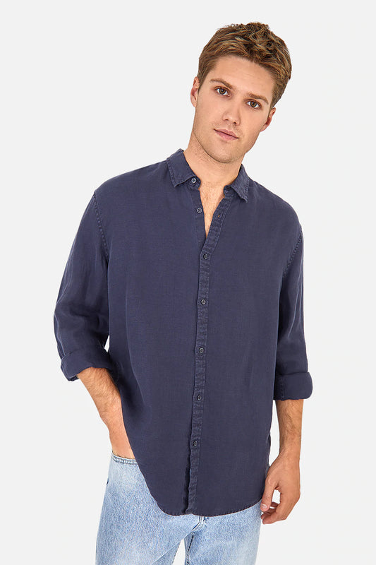 INDUSTRIE -  The Trinidad Linen L/S Shirt - OD NAVY