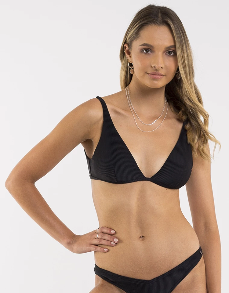 ALL ABOUT EVE - Textured Rib Triangle - BLACK