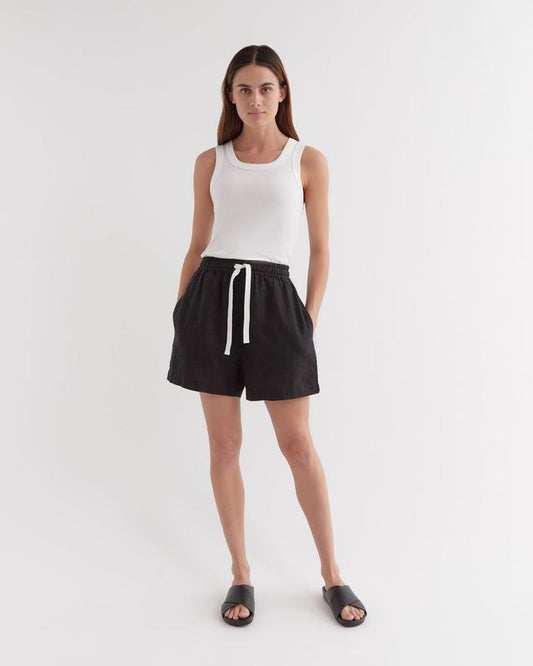 ASSEMBLY LABEL - Ease Linen Shorts - BLACK