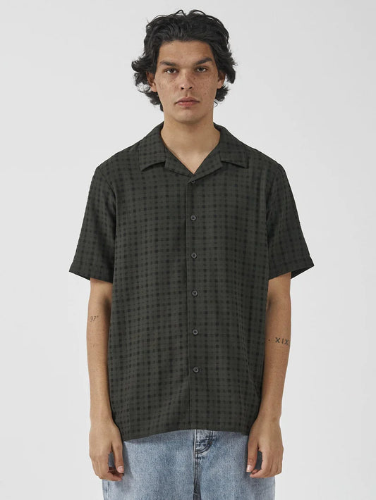 THRILLS - IFINITY CHECK BOWLING SHIRT - Oil Green