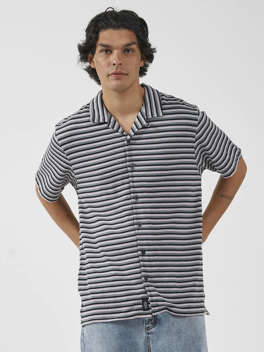 THRILLS - KNOWLEDGE STRIPE BOWLING SHIRT - Total Eclipse